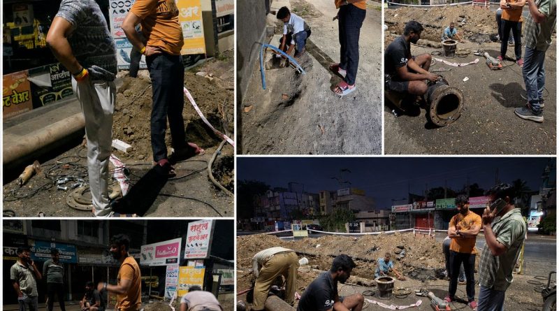 पहाटे ३ वाजता नगरसेवक सागर बोडके मैदानात; रखडलेले पाइपलाइन काम अखेर पूर्ण..!